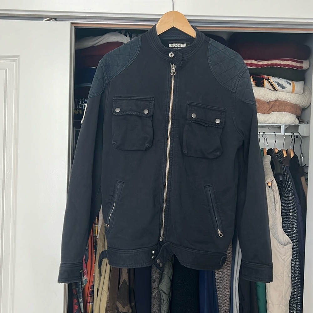 Rare Rugby Ralph Lauren Moto Jacket Zip Up Isle of Man Men’s Large
